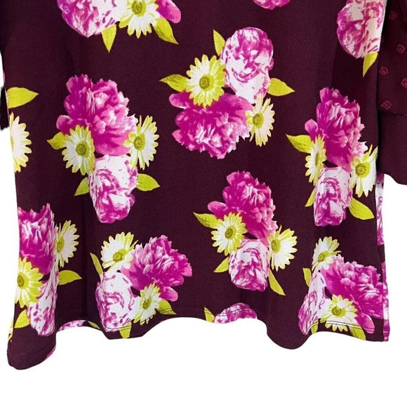 LuLaRoe NWT Moriella Floral Blouse XL Swiss Dot 3/4 Sleeves Bright Colorful Top - Picture 4 of 7